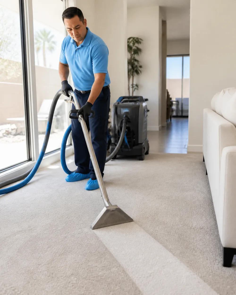 Deep carpet cleaning with extraction